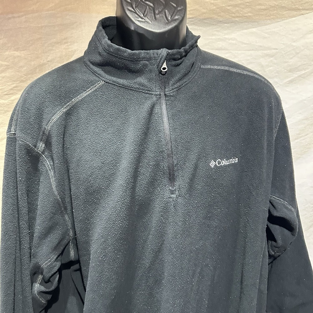 Columbia Mens XXL Black Fleece Quarter Zip Pullover Sweater Outdoor Microfleece